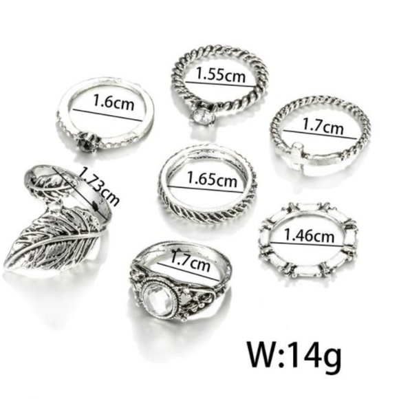 NEW 7pc multi styles ring set - Picture 3 of 6